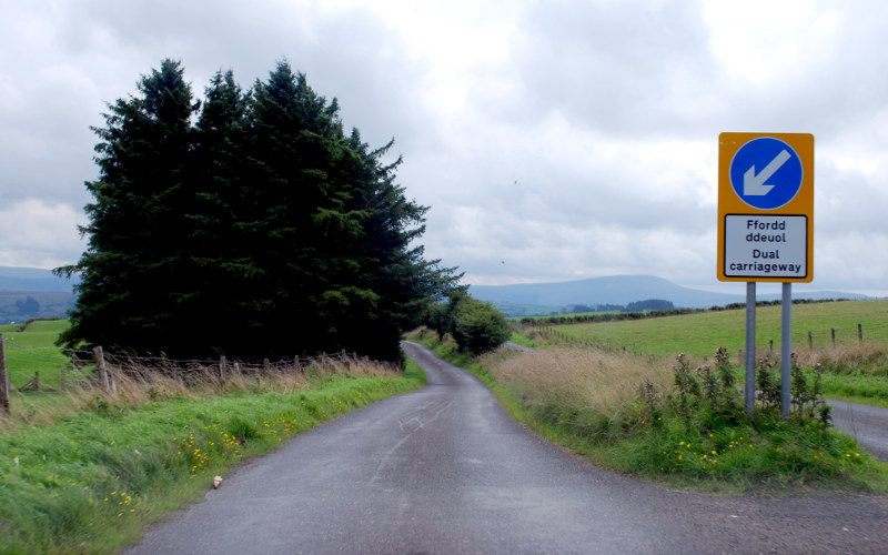 At the top of the hill, the "keep left" sign marks the start of the dual carriageway.