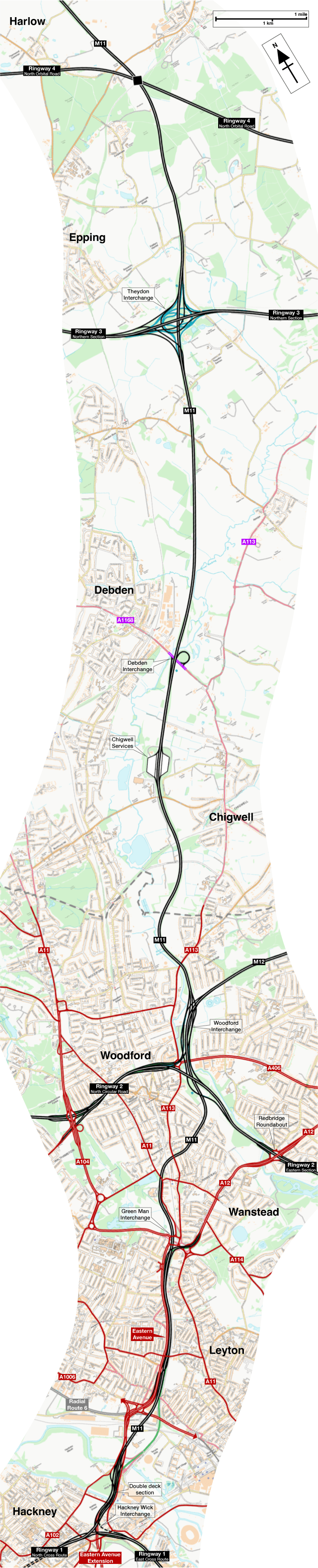 Map of the M11