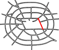 Overview map with the East Cross Route highlighted