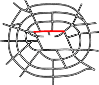Outline map with North Cross Route highlighted