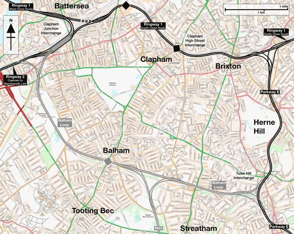 Map of Ringway 1 Balham Loop