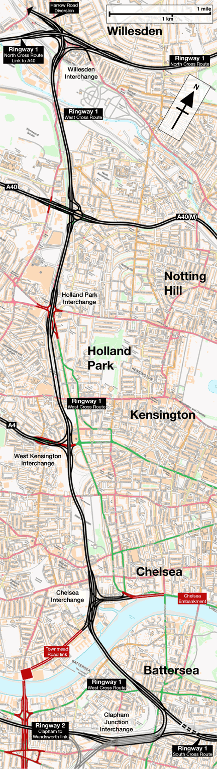 Map of Ringway 1 West Cross Route