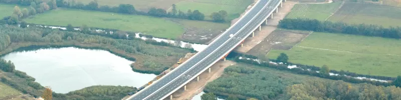 The Great Ouse Viaduct carrying the new A14 Huntingdon Southern Bypass. Will it ever carry a motorway? Click to enlarge
