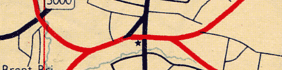This mid-1950s map published by Esso still thinks Charter Way is a major road. Click to enlarge