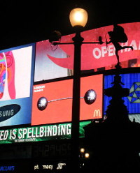Matrix displays make up the adverts at Piccadilly Circus