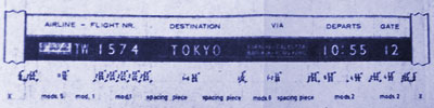 Blueprint for a departure board, sent to the Ministry of Transport by Solari S.p.A. Click to enlarge
