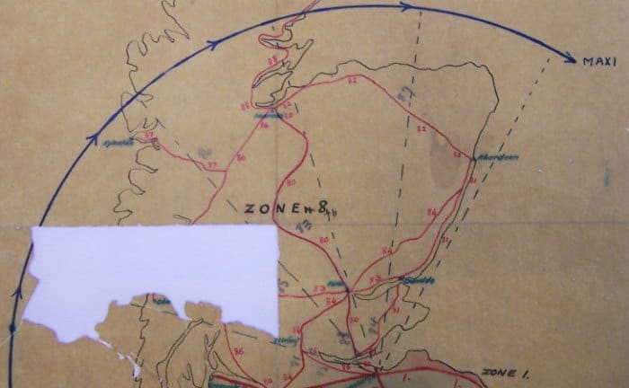 Scotland with no zone 9, in a draft plan circa 1921. Click to enlarge