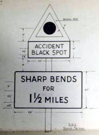 1950s-era working drawing for Accident Black Spot signs