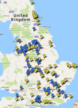 RIS1 road schemes plotted on a map