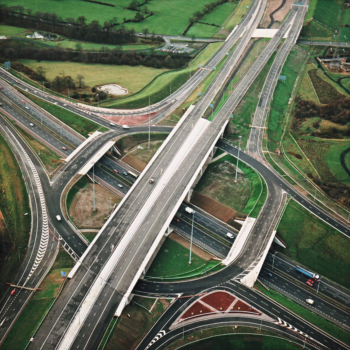 M6 interchange, view west, 12 December 1997 | Roads.org.uk