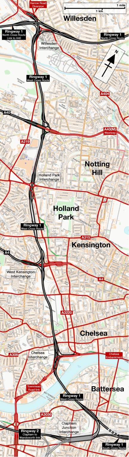 Map of Ringway 1 West Cross Route