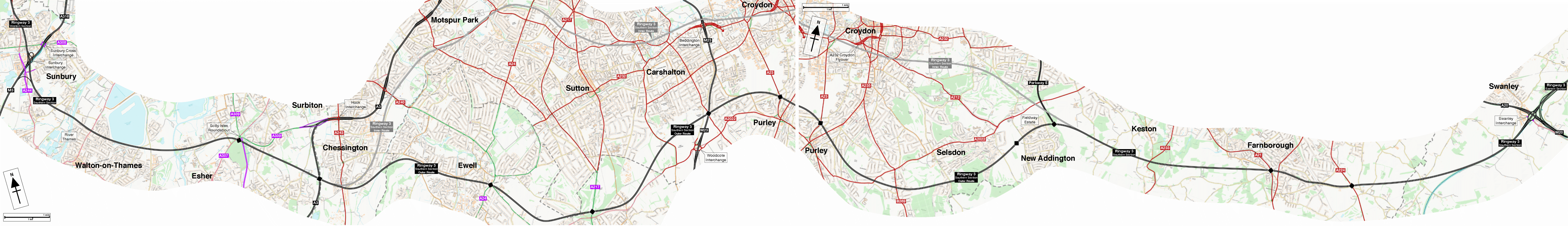 Map of Ringway 3 Southern Section