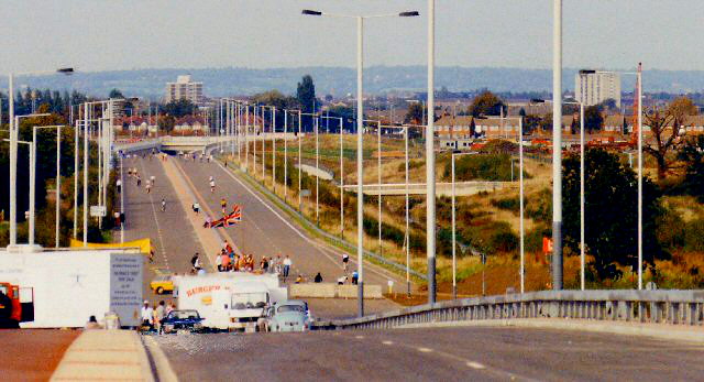 The A312 at Hayes, built on the line reserved for Ringway 3, seen shortly before opening to traffic in 1992