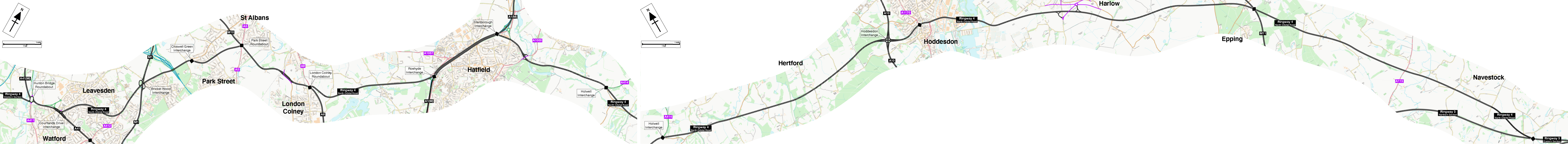 Map of the Ringway 4 North Orbital Road
