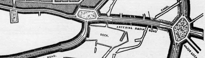 Pentagonal and hexagonal roundabouts from the County of London Plan 1943. Click to enlarge