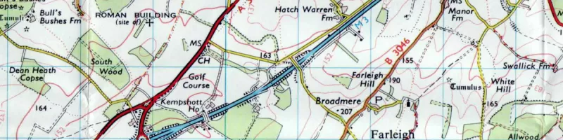 This 1979 OS map shows the sliproad stubs at Kempshott and the hexagonal outline of its plot of land, now mostly obliterated. Click to enlarge