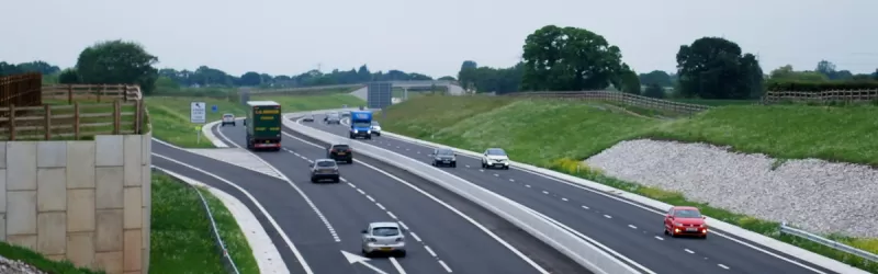The brand new A556 between Bowdon and Knutsford: linking two motorways, designed for motorway traffic, but not a motorway - and that's perfectly normal. Click to enlarge