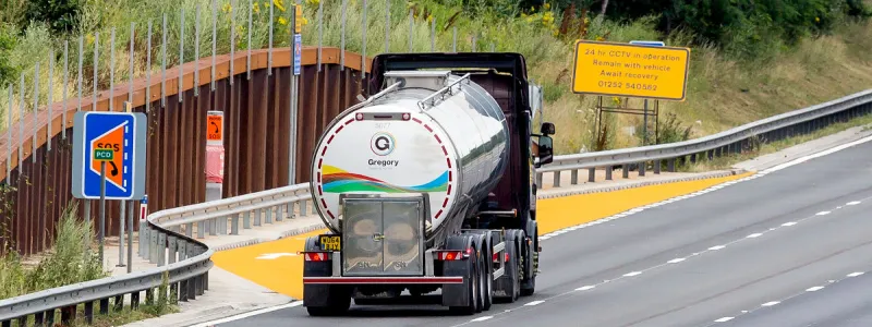 A tanker lorry passes the emergency lay-by without stopping. Click to enlarge