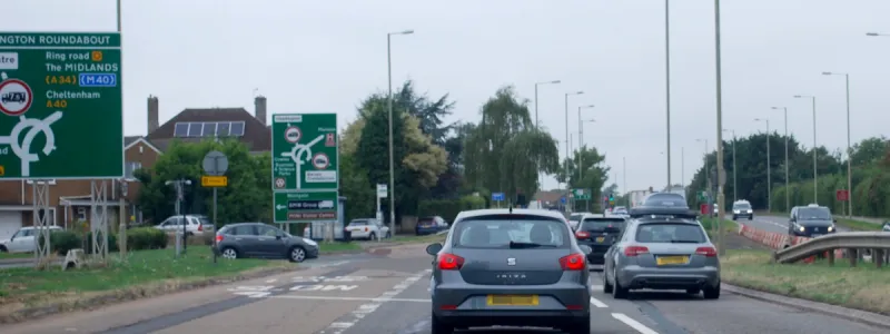 Queues on the approach to Oxford, and an unusual cut-through at Headington Roundabout. Click to enlarge