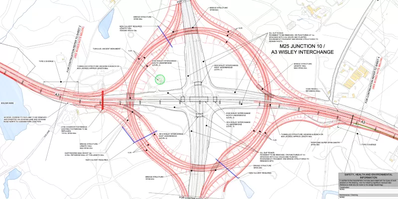 Another rejected design for a sprawling cyclic interchange. Click to enlarge