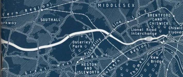 Drawing showing a simple map of the M4 through West London