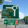 The signposting for exiting traffic is a little shoddy - M6 is a motorway, while M62 is just East and gets brackets. "All traffic" might have been simpler given the number of options it presents.