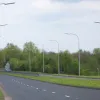 A general view of Birchwood Way west of the dumbbell roundabout - this is the closest thing there is to a finished example of Warrington's expressways. Two lanes, with a broad central reserve, segregated pedestrian paths and a 70mph speed limit.