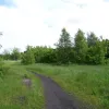 The best part of a mile on, and we're where the next junction should be - a free-flowing triangular interchange with the north-south expressway that was planned but never built. This wasteland is still reserved for that purpose today, but beyond the trees lies a large 1950s housing estate that was too difficult to remove.