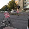 At the eastern end, where the road meets Lime Street, the entrance is closed with cones and "Road Closed" signs on A-frames. But the street itself is still open to pedestrians because it has one or two buildings fronting on to it.