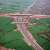 M61 interchange and Brindle Road overbridge, view south