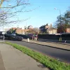 And here it comes — a single lane of traffic rising from the middle of the road. The start of the slope isn't very graceful — it feels more like a ramp in a multi-storey car park than part of a major London radial route.