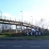 From the north side of the roundabout, the flyover again. It's not clear from most angles, but it actually goes through a double-bend, left then right.