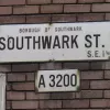 Walking along Southwark Street, about 200m east of the last junction, and on the north side of the road is this old road number sign.  Photo by Tony
