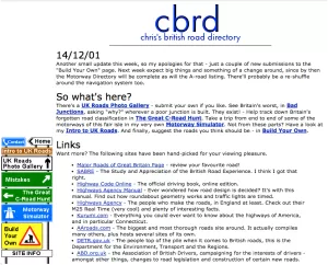 We've come a long way: CBRD in 2001, a long way from Roads.org.uk in 2021. Click to enlarge