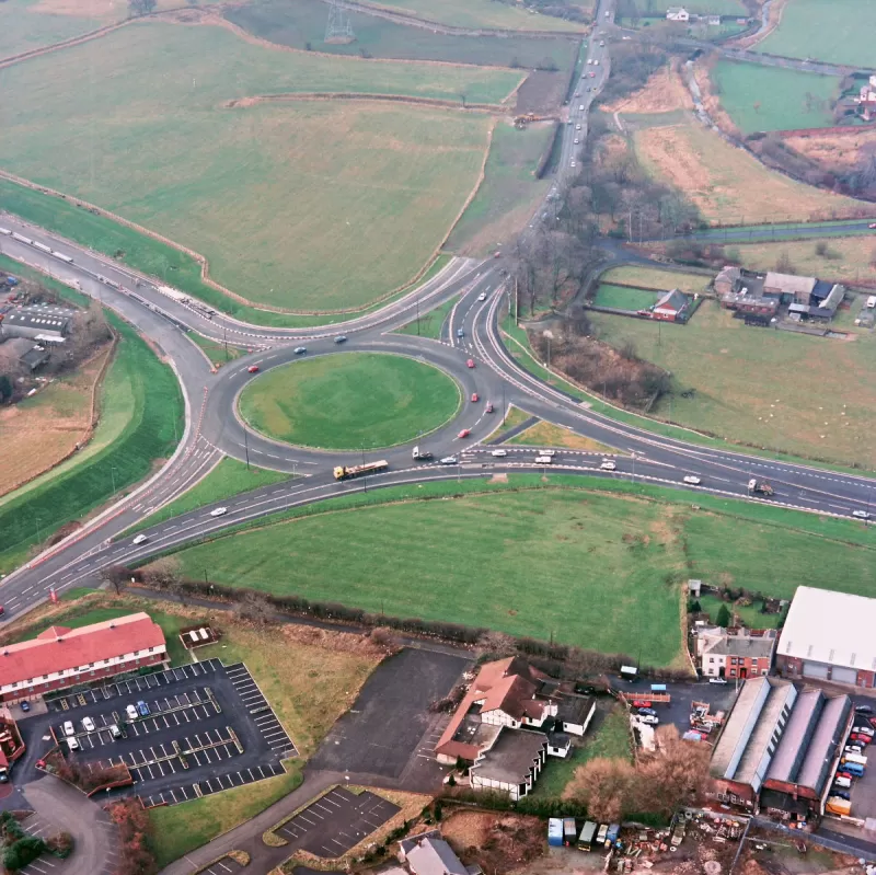 Bamber Bridge roundabout, view west