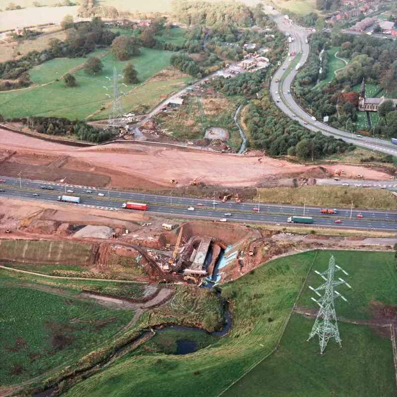 M6/A6 interchange culvert works, view west